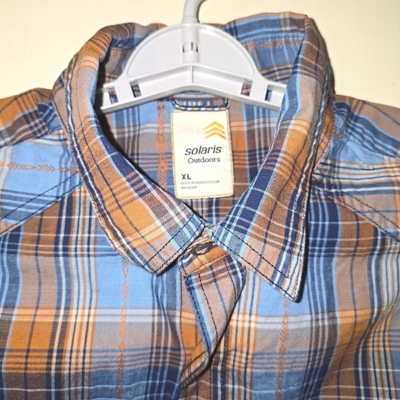 Solaris Plaid Button-Down Pearl Snap Top Size XL - Picture 5 of 11